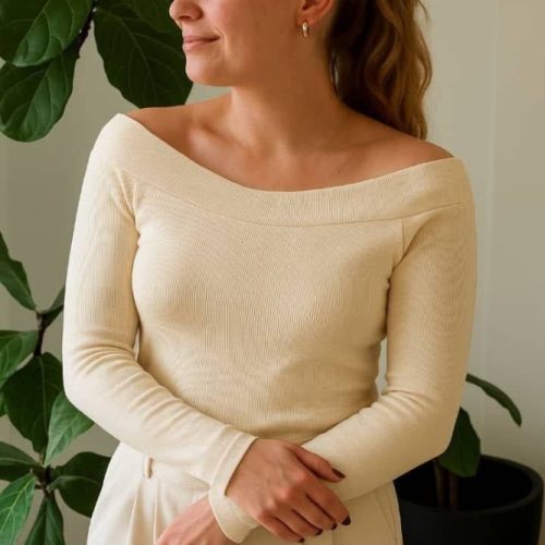 بلوزاستین بلند(یقه دلبر) کد 138353 - خرید بلوز تک زنانه عمده