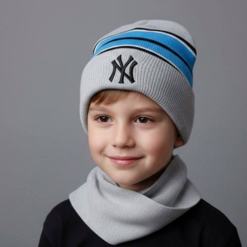 کلاه و شال گردن بافت گلدوزی شده کد 136877 - خرید کاپشن و هودی دخترانه عمده