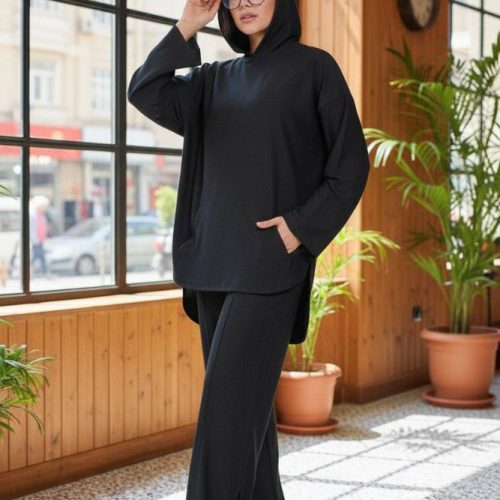 ست هودی شلوار قواره دار کد 137127 - خرید ست بلوز شلوار زنانه عمده