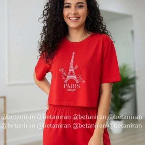 ست چاپ ایفل کد 137767 - خرید ست تیشرت شلوار زنانه عمده