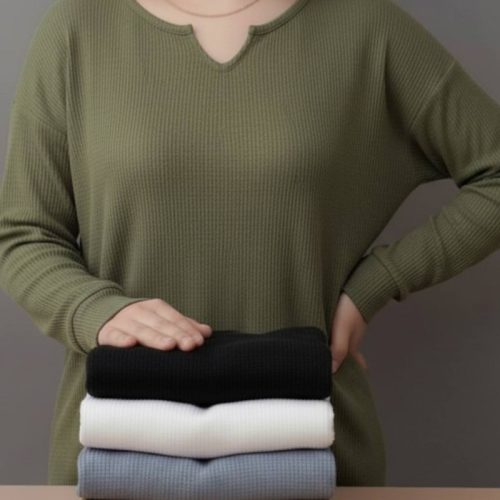 بلوز آستین بلند یقه کوبایی کد 137769 - خرید بلوز تک زنانه عمده