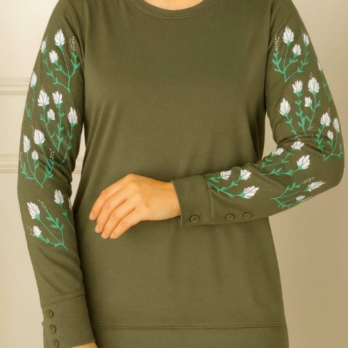 بلوز آستین بلند چاپ دار کد 137798 - خرید بلوز تک زنانه عمده