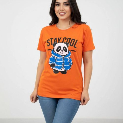 تیشرت چاپ خرس کد 137832 - خرید تاپ و تیشرت زنانه عمده