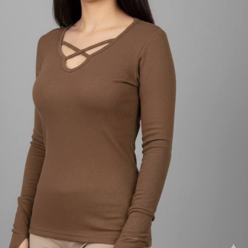 بلوز آستین فینگر یقه ضربدری کد 138022 - خرید بلوز تک زنانه عمده