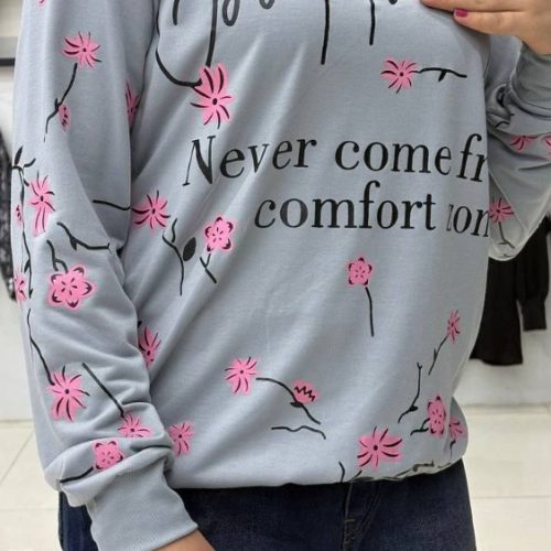 بلوز آستین بلند چاپ گل کد 138162 - خرید بلوز تک زنانه عمده