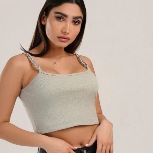 خرید عمده کراپ زنجیری کاتری طلایی - تاپ و تیشرت زنانه عمده