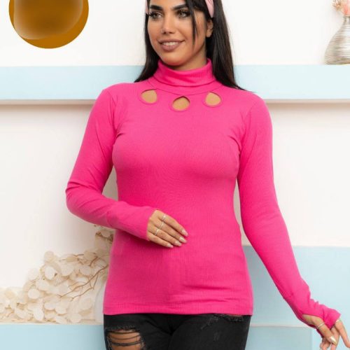 فروش عمده تیشرت یقه اسکی جلو اشکی آستین فینگر کد 130820