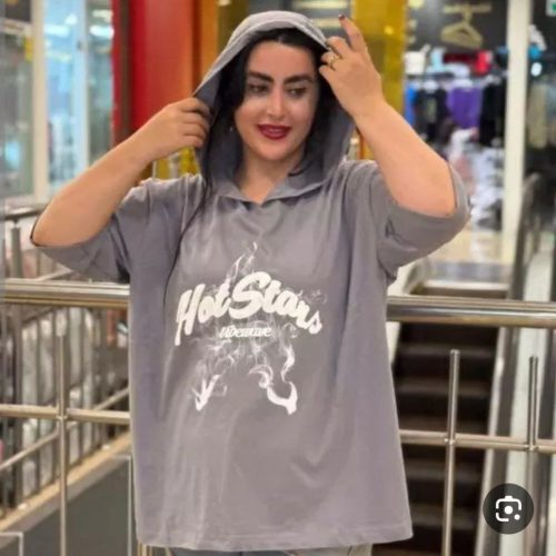 فروش عمده تیشرت باکسی کلاهدار کد 132413