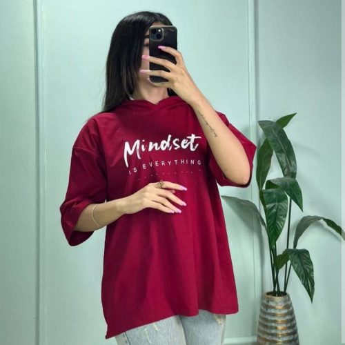 فروش عمده تیشرت باکسی کلاهدار کد 132415