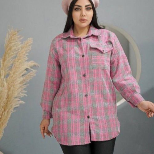 فروش عمده مانتو شگت چهارخونه جلو جیب کد 132990