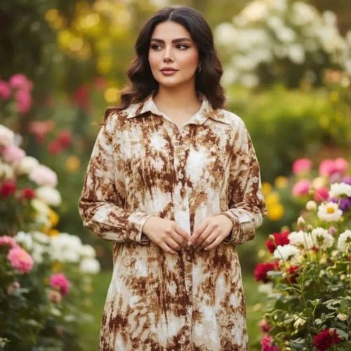 مانتو جلو دگمه آبرنگی کد 133793 - خرید مانتو زنانه عمده