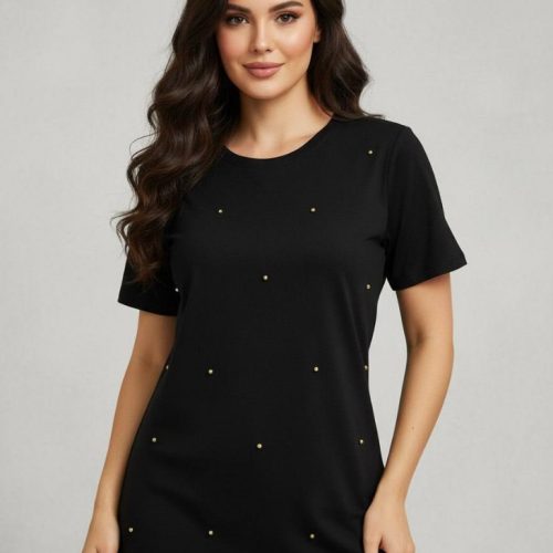 تیشرت نیم آستین مروارید کوب کد 134028 - خرید تاپ و تیشرت زنانه عمده