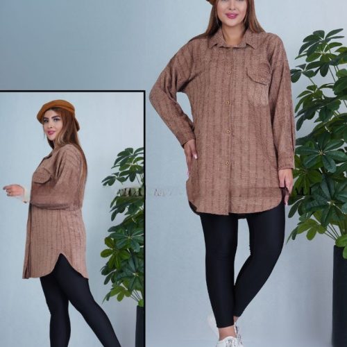 مانتو جلو دگمه مخمل کبریتی کد 134578 - خرید مانتو زنانه عمده