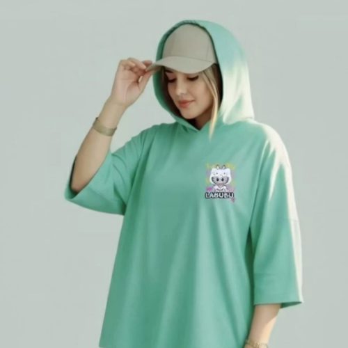 باکسی کلاهدار لبوبو کد 134676 - خرید تاپ و تیشرت زنانه عمده