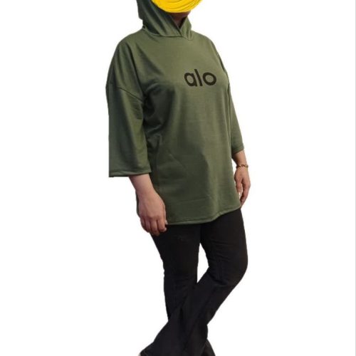 تیشرت هودی چاپدار کد 135130 - خرید تاپ و تیشرت زنانه عمده