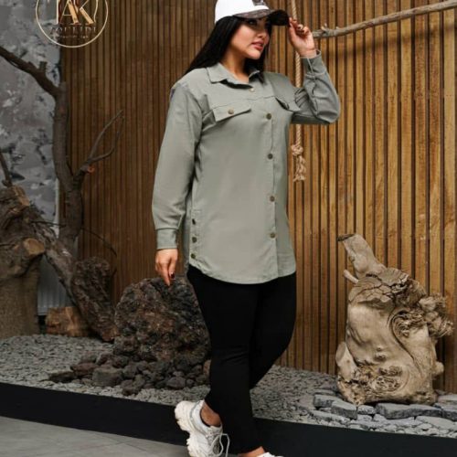 مانتو بغل دگمه قاپ کد 135791 - خرید مانتو زنانه عمده