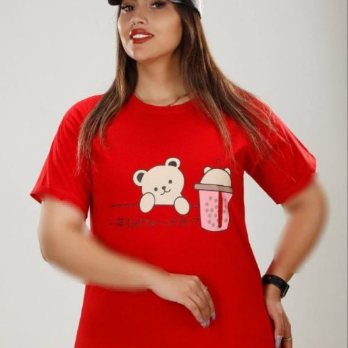 تیشرت نخ پنبه چاپی کد 135875 - خرید تاپ و تیشرت زنانه عمده