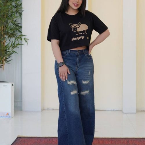 کراپ چاپ بره کد 135918 - خرید تاپ و تیشرت زنانه عمده