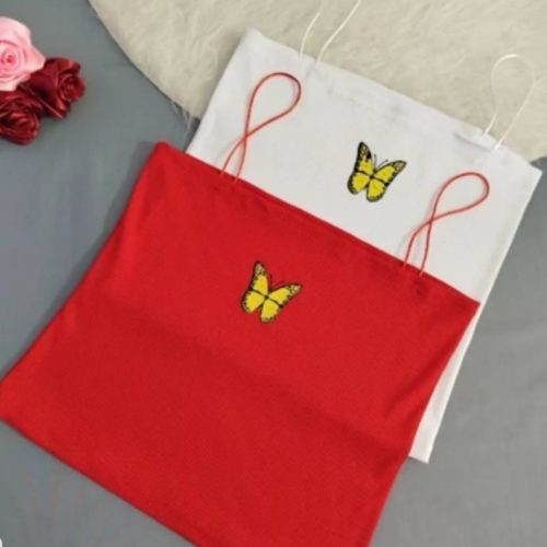 کراپ بند ماکارانی پروانه کد 135920 - خرید تاپ و تیشرت زنانه عمده