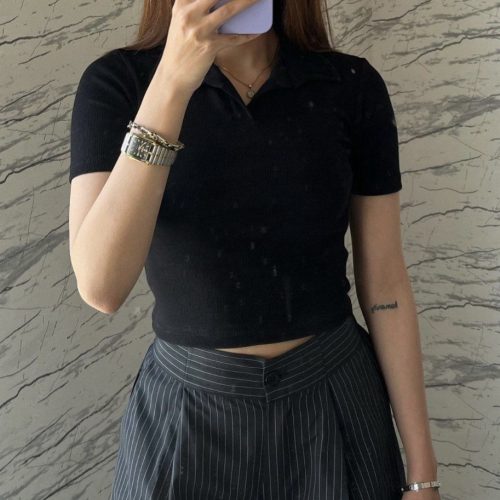 کراپ یقه مردانه کد 135925 - خرید تاپ و تیشرت زنانه عمده