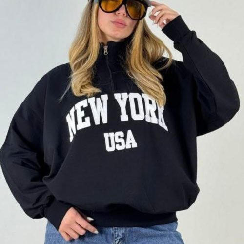 بلوز نیم زیپ نیویورک کد 137084 - خرید بلوز تک زنانه عمده