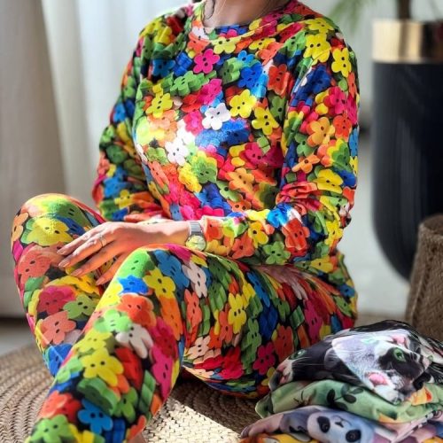 ست بلوز شلوار 3بعدی کد 137465 - خرید ست بلوز شلوار زنانه عمده