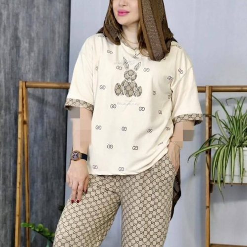 ست تیشرت شلوار برجسته کد 137468 - خرید ست تیشرت شلوار زنانه عمده