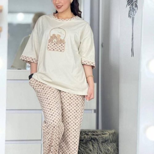 ست تیشرت شلوار برجسته کد 137469 - خرید ست تیشرت شلوار زنانه عمده