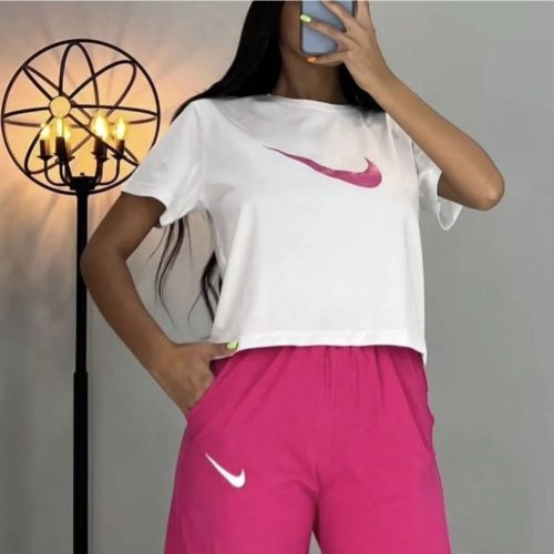 کراپ شورتک پنبه نایک کد 139520 - خرید ست تاب شلوارک زنانه عمده