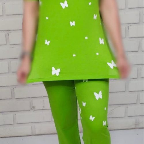 ست تیشرت شلوار   زنانه چاپ پروانه کد 134492 - خرید ست تیشرت شلوار زنانه عمده