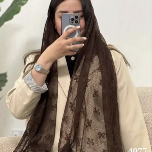 شال توری طرحدار دور گان کد 137810 - خرید آرایش مو عمده