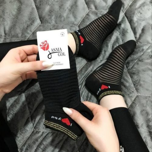 خرید عمده جوراب زنانه تک رنگ مشکی مطابق تصویر - جوراب زنانه عمده