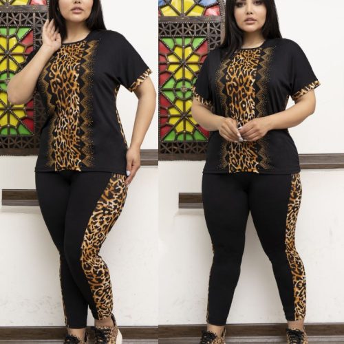 خرید عمده ست پلنگی تیشرت و شلوار زنانه