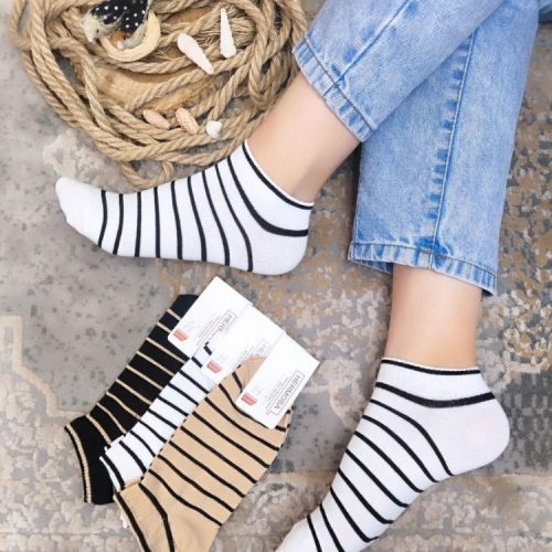 جوراب مچی راه راه کد 134562 - خرید جوراب زنانه عمده