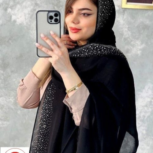 خرید عمده شال کرپ مشکی حاشیه نگین