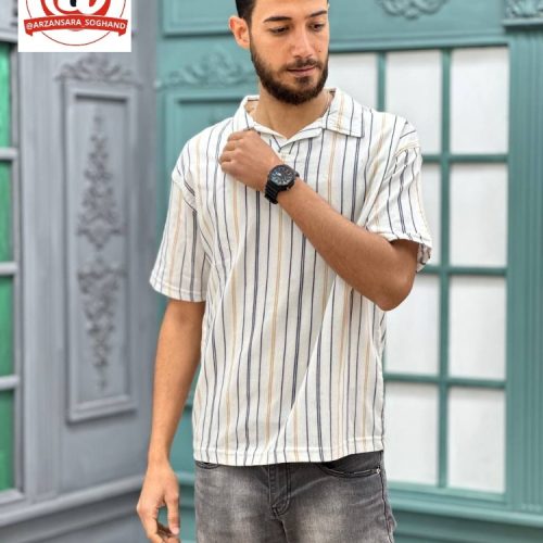 خرید عمده پیراهن راه راه یقه کوبایی