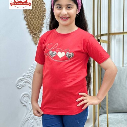 خرید عمده تیشرت پنبه لاو( رنگبندی میکس) - تاپ و تیشرت دخترانه عمده