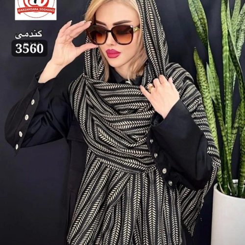خرید عمده شال سیااسکارف مشکی نسکافه ای - شال و روسری زنانه عمده