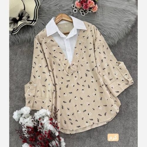 خرید عمده تونیک گل گچی طرح وست - تونیک زنانه عمده