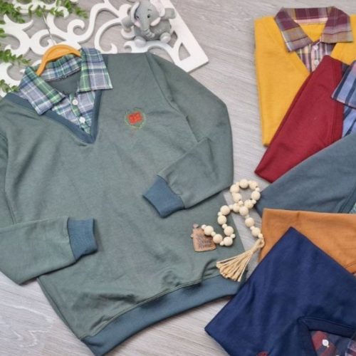 فروش عمده بلوز پسرانه یقه چهارخونه کد 133145