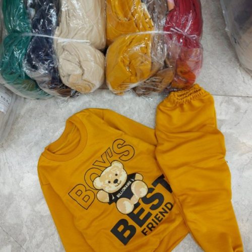 ست اسپرت خرسی کد 134467 - خرید ست بلوز شلوار پسرانه عمده