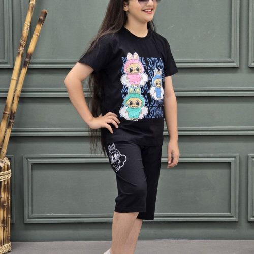 ست بچگانه بزرگ لبوبو کد 134536 - خرید ست تیشرت شلوارک دخترانه عمده