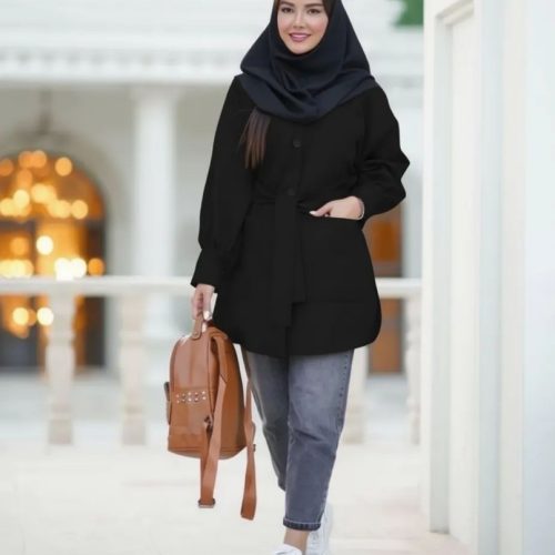 مانتو دکمه طلا کد 135100 - خرید کاپشن و هودی زنانه عمده