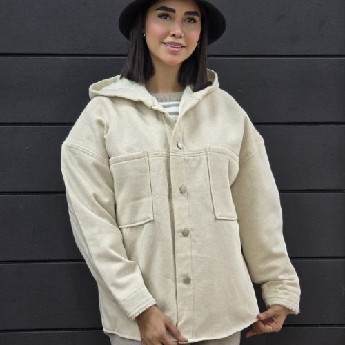 کت لنین نچرال داخل خز کد 136307 - خرید کاپشن و هودی زنانه عمده