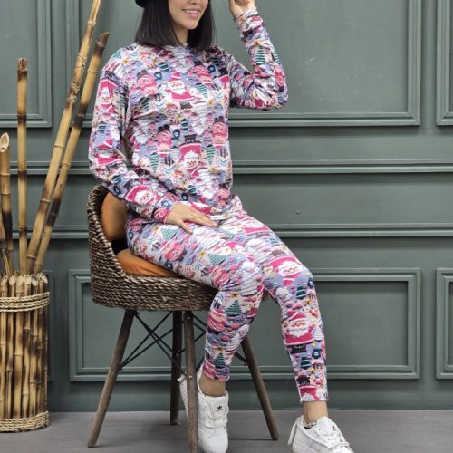 ست مخمل روباهی چاپی کد 137308 - خرید ست تونیک شلوار زنانه عمده