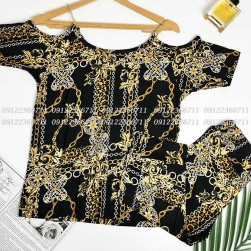 ست تاپ شلوارک زنجیری کد 139749 - خرید ست تاب شلوارک زنانه عمده