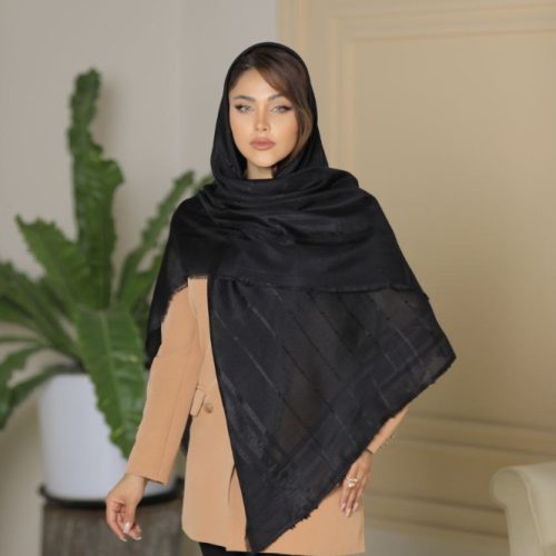 خرید عمده روسری نخی اشکی مشکی اعلاء
