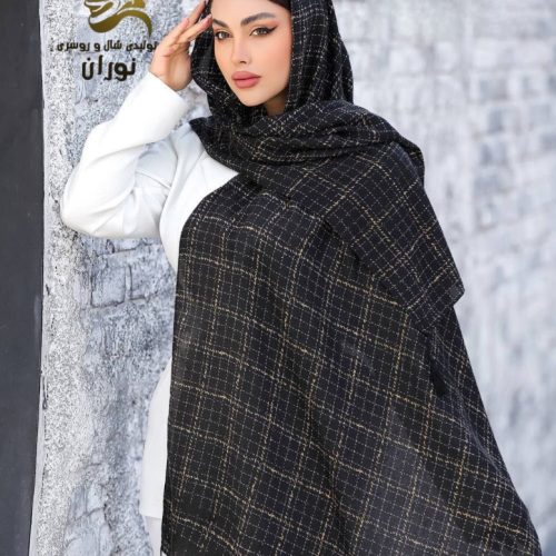 خرید عمده شال نخی سیا اسکارف منگوله دار اعلاء