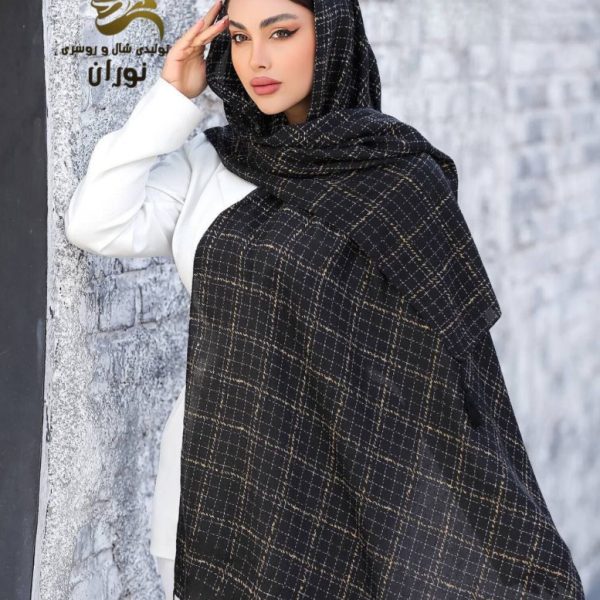 خرید عمده شال نخی سیا اسکارف منگوله دار اعلاء