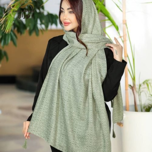 خرید عمده شال نخی سیا اسکارف منگوله دار اعلاء